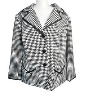 STANLEY BLACKER Women's 22 Black White Houndstooth Vintage Jacket Blazer‎ Career
